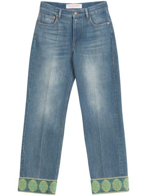jacquard-trim jeans by VALENTINO