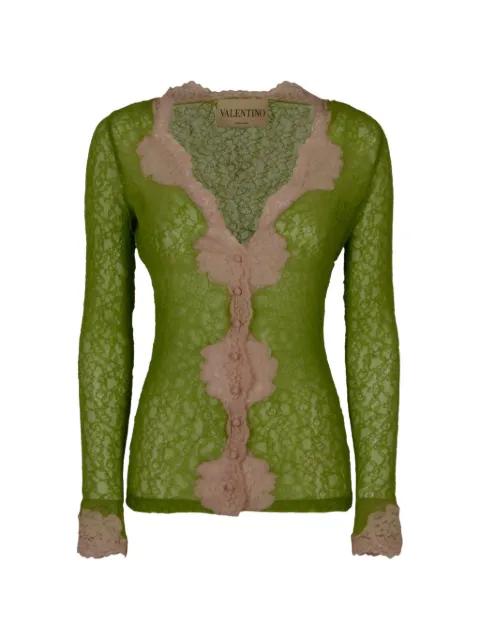 lace-panelled button-up cardigan by VALENTINO