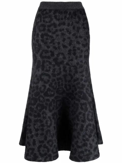 leopard pattern flared knitted skirt by VALENTINO
