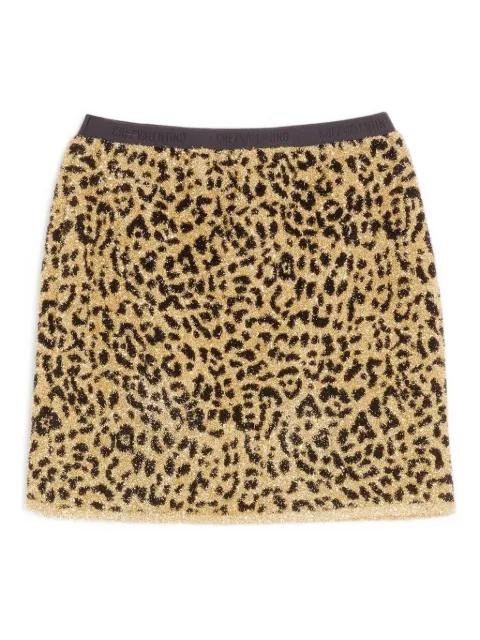 leopard-print lurex mini skirt by VALENTINO