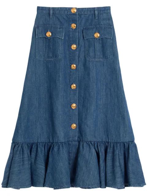lightweight denim cotton midi skirt by VALENTINO