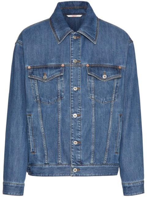 logo-appliqué denim jacket by VALENTINO