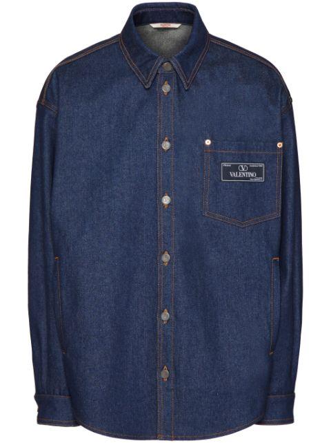 logo-appliqué denim shirt by VALENTINO