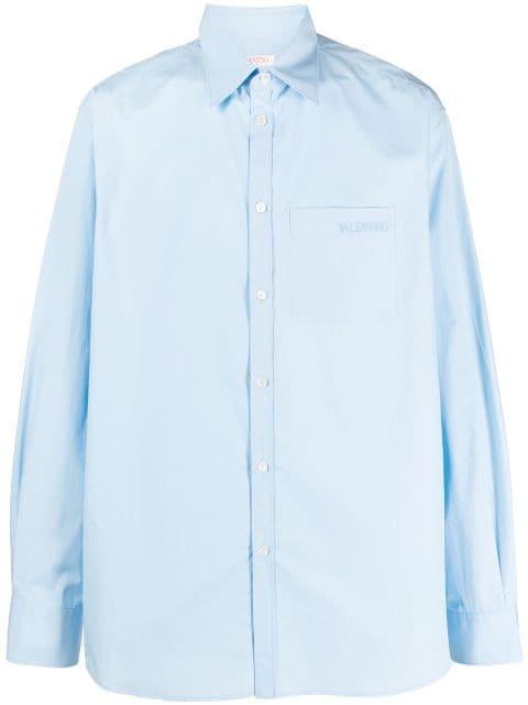 logo-embroidered cotton shirt by VALENTINO