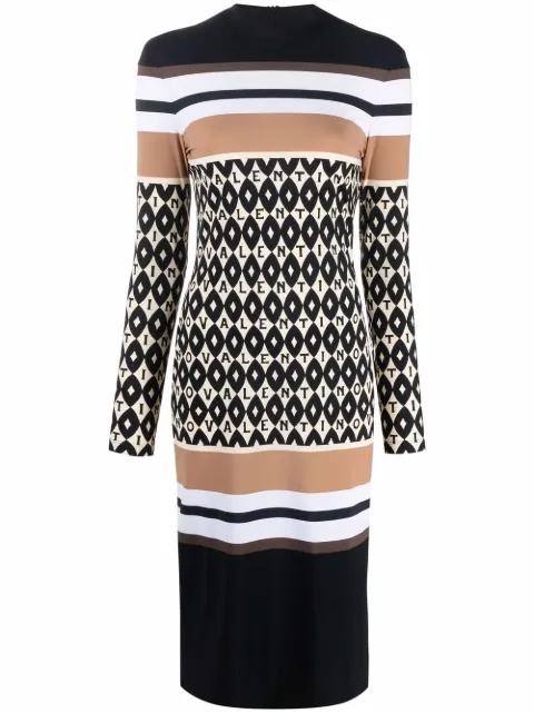logo-pattern striped dress by VALENTINO