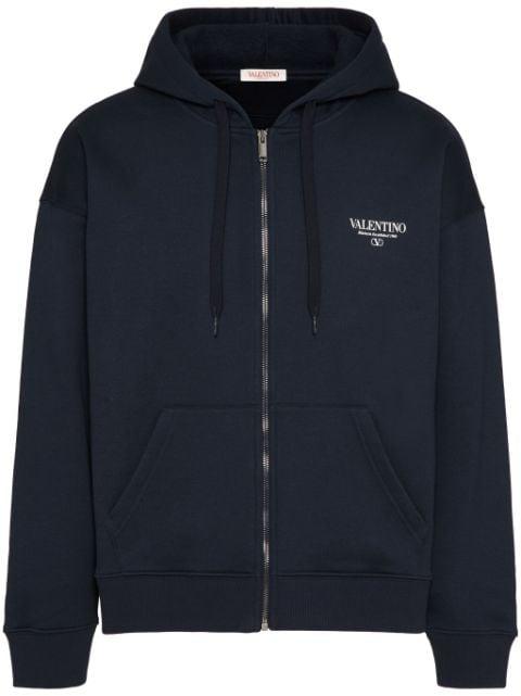 logo-print zip-up hoodie by VALENTINO
