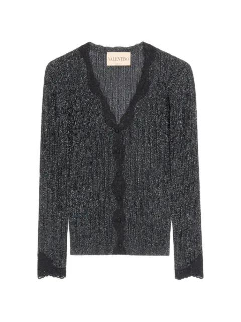 lurex knit cardigan with lace by VALENTINO