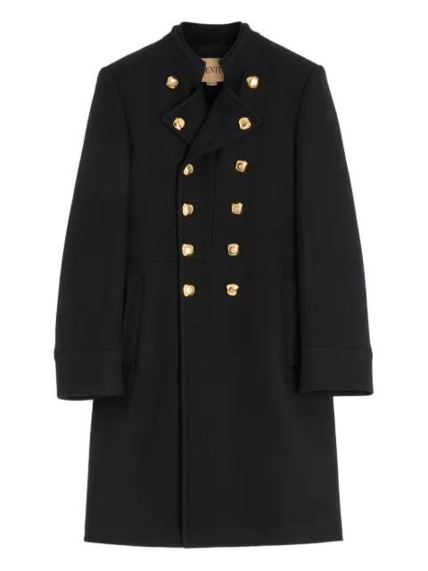 mandarin-collar double-breasted coat by VALENTINO