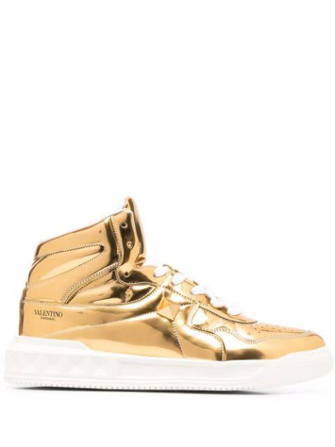 metallic-effect lace-up sneakers by VALENTINO
