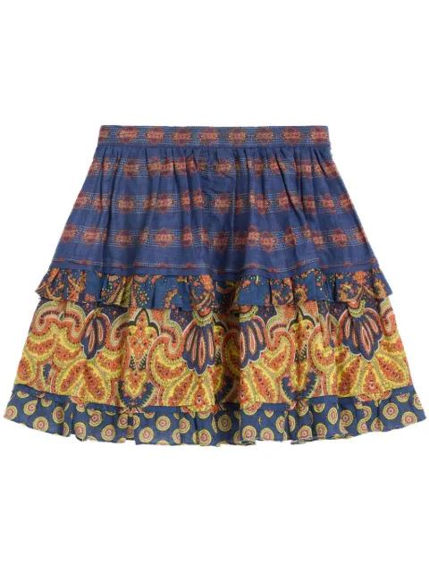 mini Medaglioni Voyage Imaginaire linen skirt by VALENTINO
