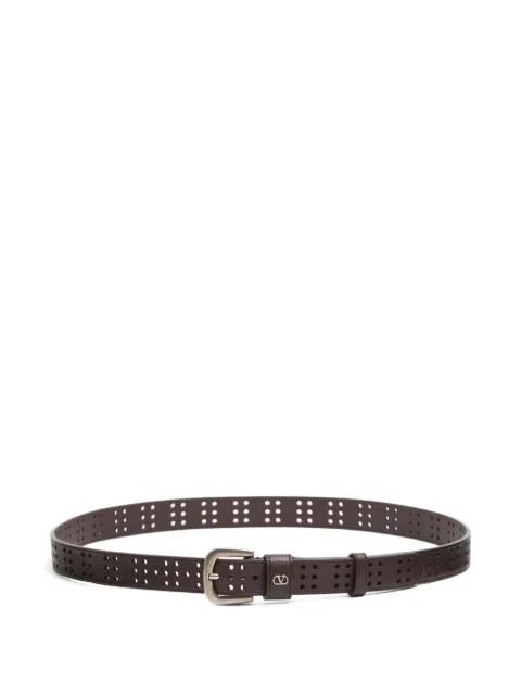 mini VLogo Signature belt in perforated leather by VALENTINO