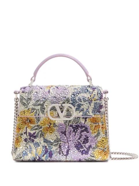 mini Vsling handbag with Flowerism rhinestone motif and jewel logo by VALENTINO
