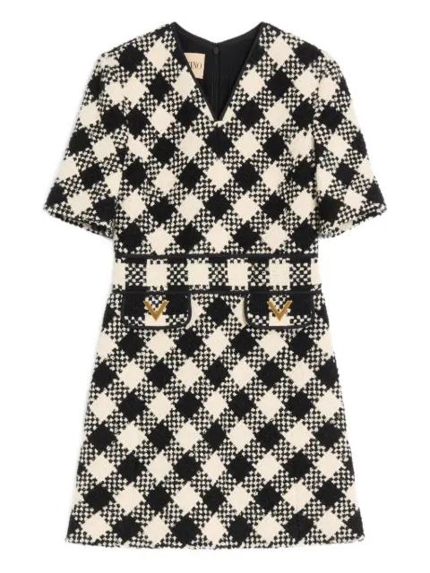 mini damier-tweed dress by VALENTINO