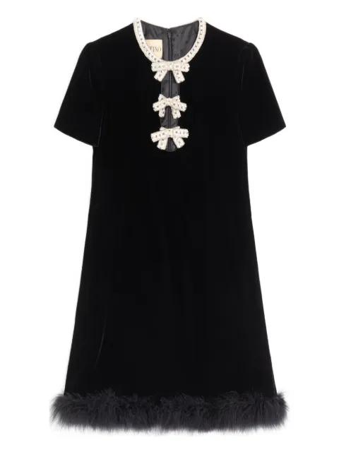 mini embroidered-bows feather dress by VALENTINO