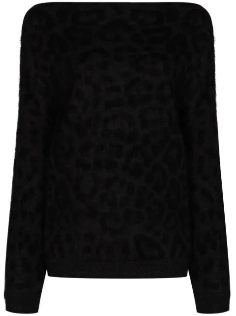 off-shoulder leopard knit jumper by VALENTINO