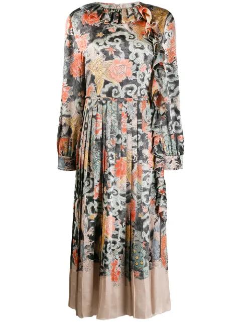 oriental print satin dress by VALENTINO