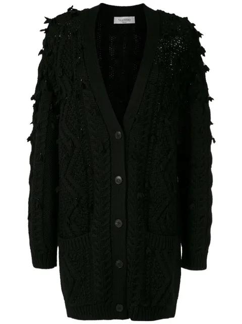 oversized tassel-trim cable-knit cardigan by VALENTINO