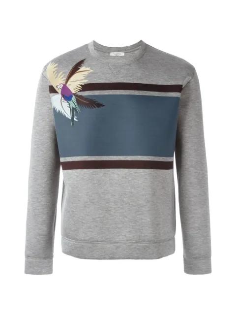 parrot-print striped sweatshirt by VALENTINO