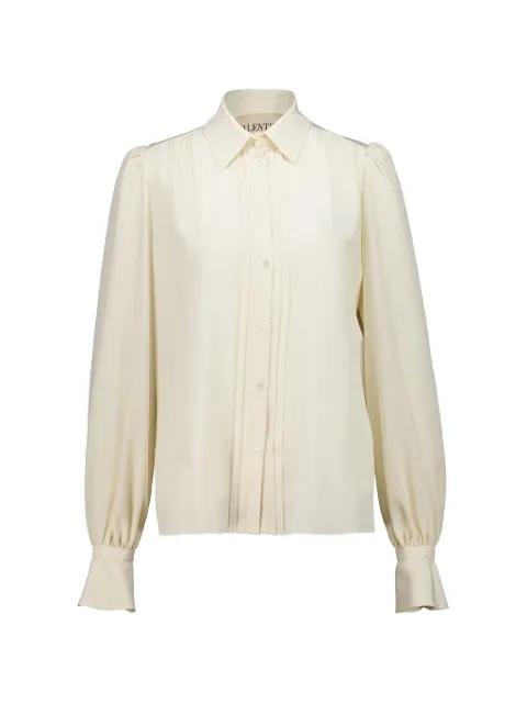 pintuck-detail puff-sleeve blouse by VALENTINO