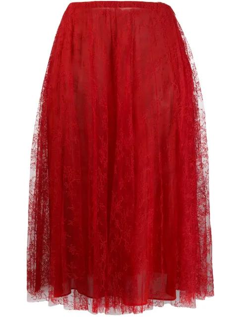 pleated chantilly lace skirt by VALENTINO