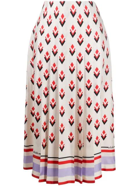 pleated graphic-print skirt by VALENTINO