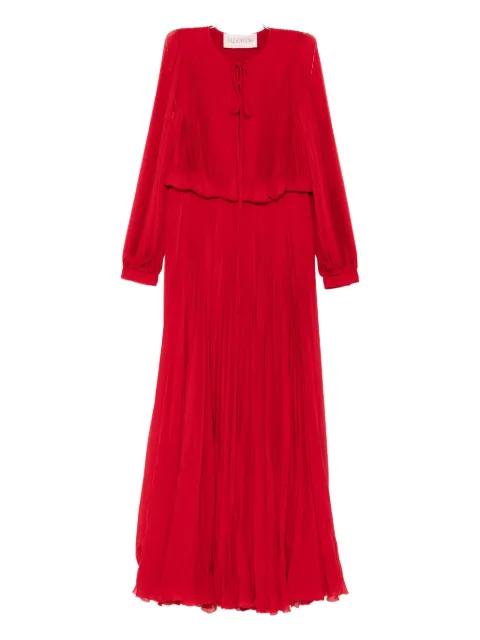 pleated long-sleeve dress by VALENTINO