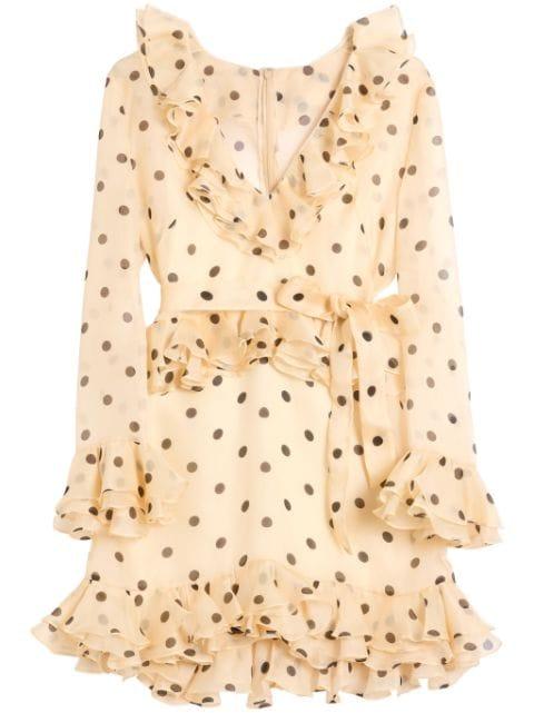 polka dot-print organza mini dress by VALENTINO