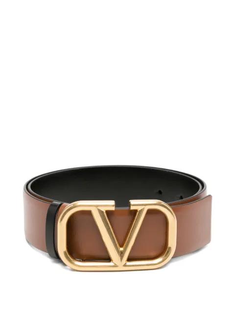 reversible VLogo Signature belt in glossy calfskin 40mm by VALENTINO