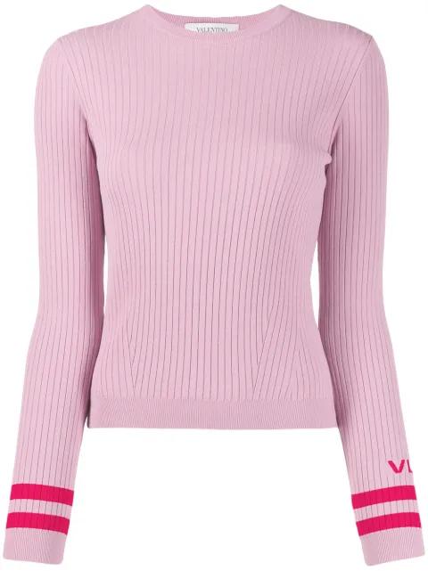 ribbed crew neck VLTN jumper by VALENTINO