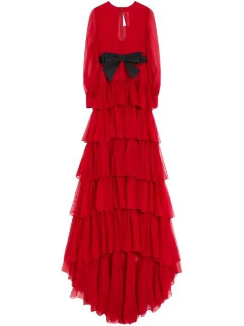 ruffled chiffon maxi dress by VALENTINO