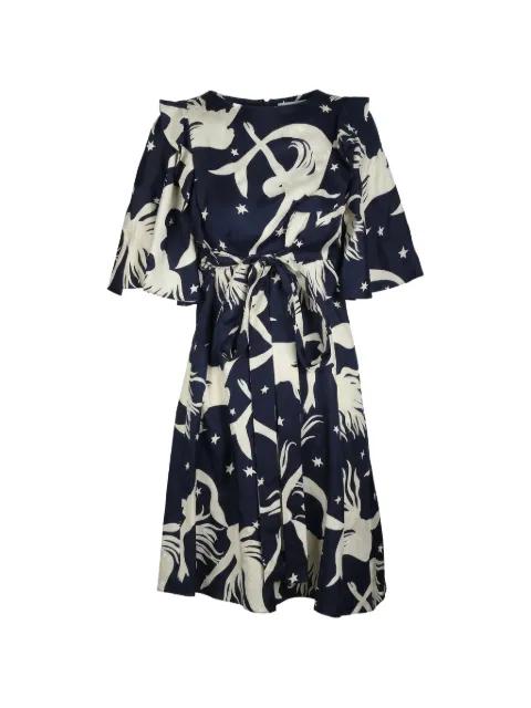 ruffled mermaid-print midi dress by VALENTINO