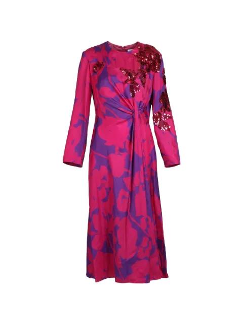 sequin-detail floral-print midi dress by VALENTINO