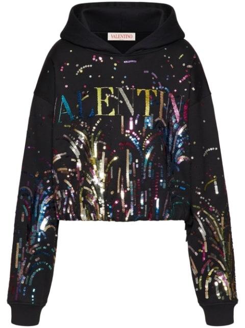 sequin-embroidered jersey sweatshirt by VALENTINO
