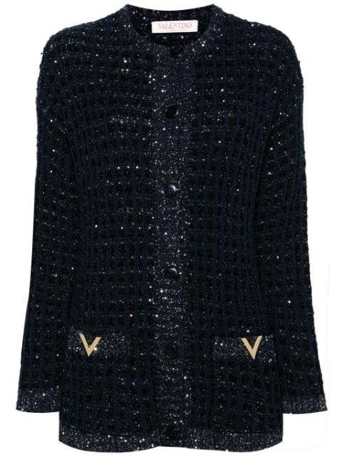 sequined chunky-knit cardigan by VALENTINO