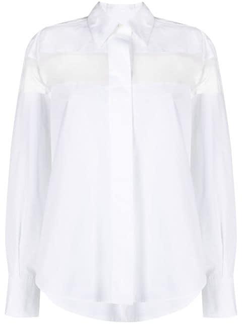 sheer-panel long-sleeve shirt by VALENTINO