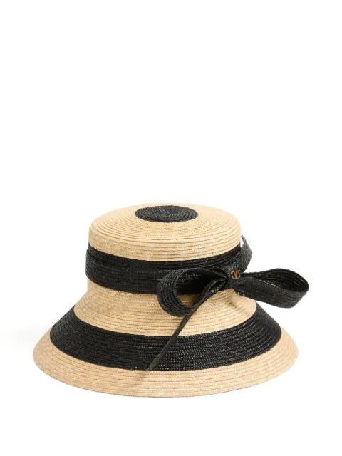 signature bow straw bucket hat by VALENTINO