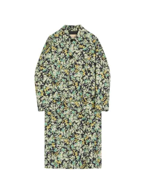 single-breasted coat in cotton drill with Papier Floral print by VALENTINO