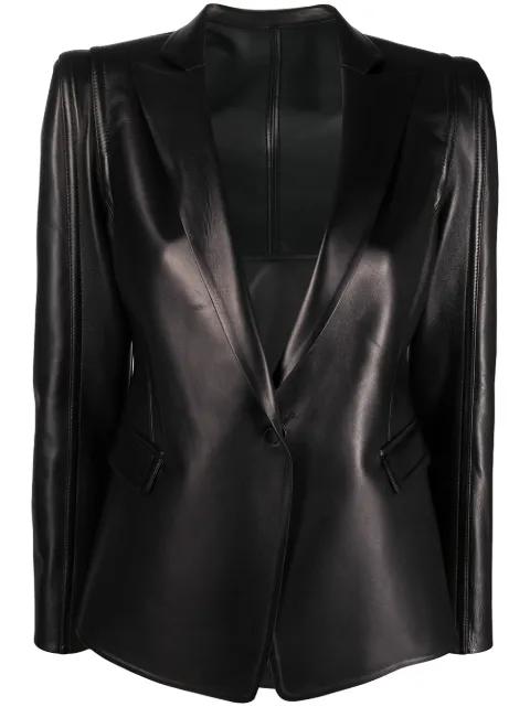 single-breasted leather blazer by VALENTINO