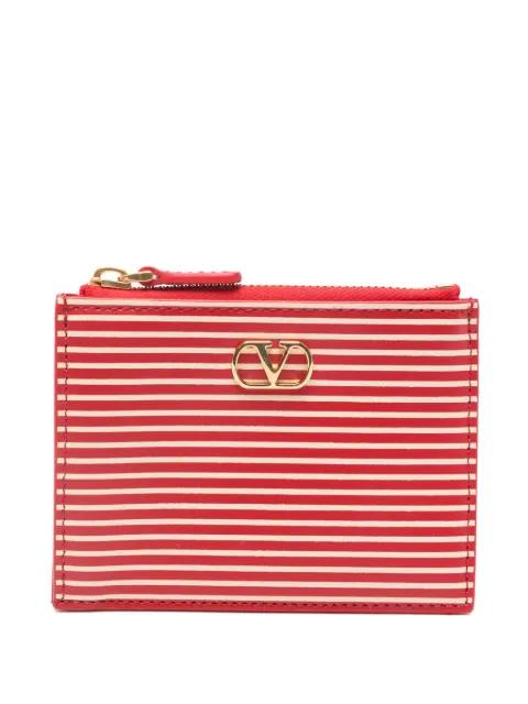 striped logo-detail card holder by VALENTINO