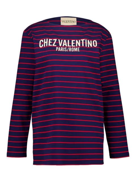 striped logo-print T-shirt by VALENTINO