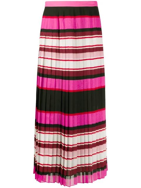 striped pleated silk skirt by VALENTINO
