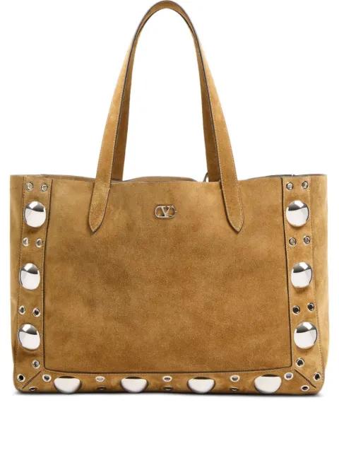studded suede tote bag by VALENTINO