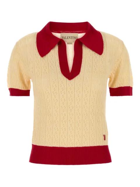 two-tone knitted polo shirt by VALENTINO