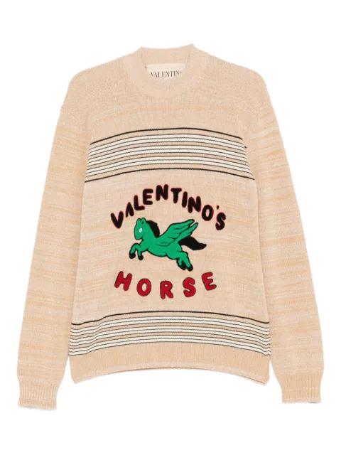 wool and cotton sweater with horse patch by VALENTINO