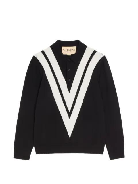 wool polo shirt with inlaid V by VALENTINO