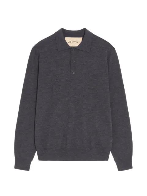 wool polo with VLogo embroidery by VALENTINO