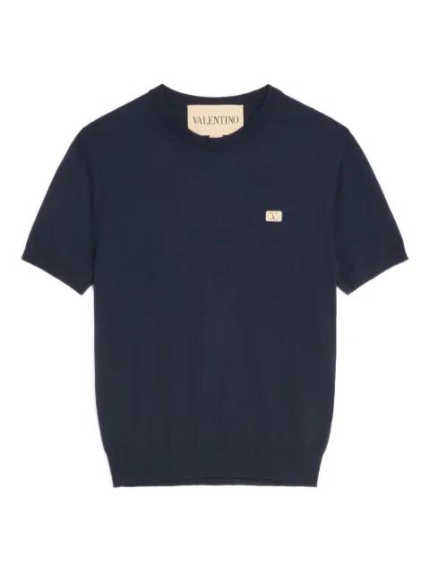 wool t-shirt with VLogo patch by VALENTINO