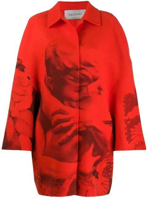 x Undercover Lovers print oversized coat by VALENTINO
