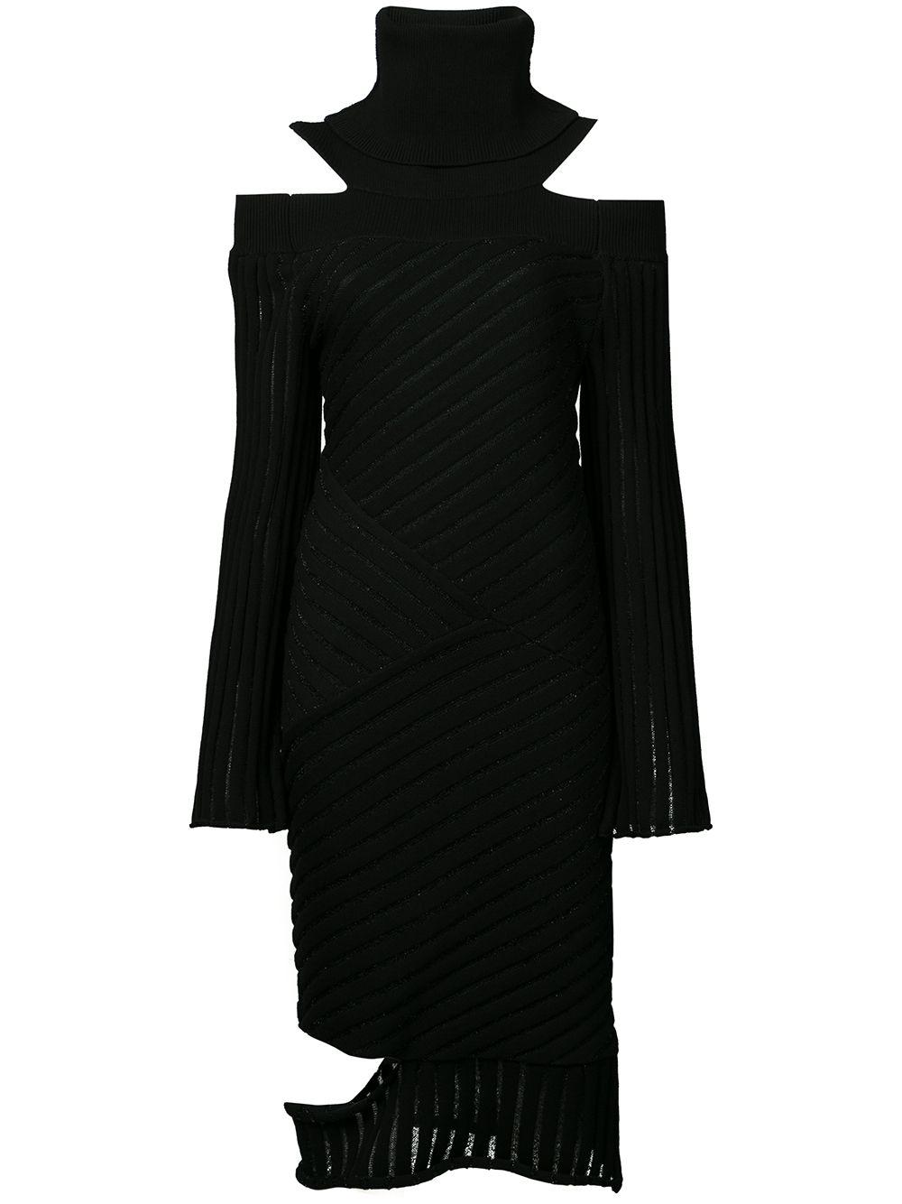 ribbed cold shoulder dress by VALERY KOVALSKA