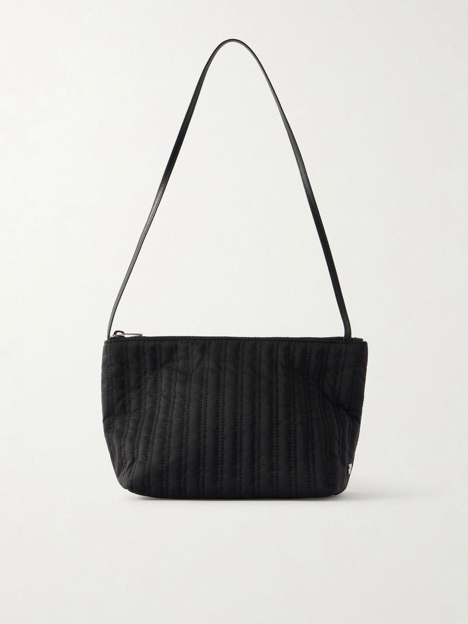 Corset leather-trimmed quilted satin-shell shoulder bag by VALESQUE